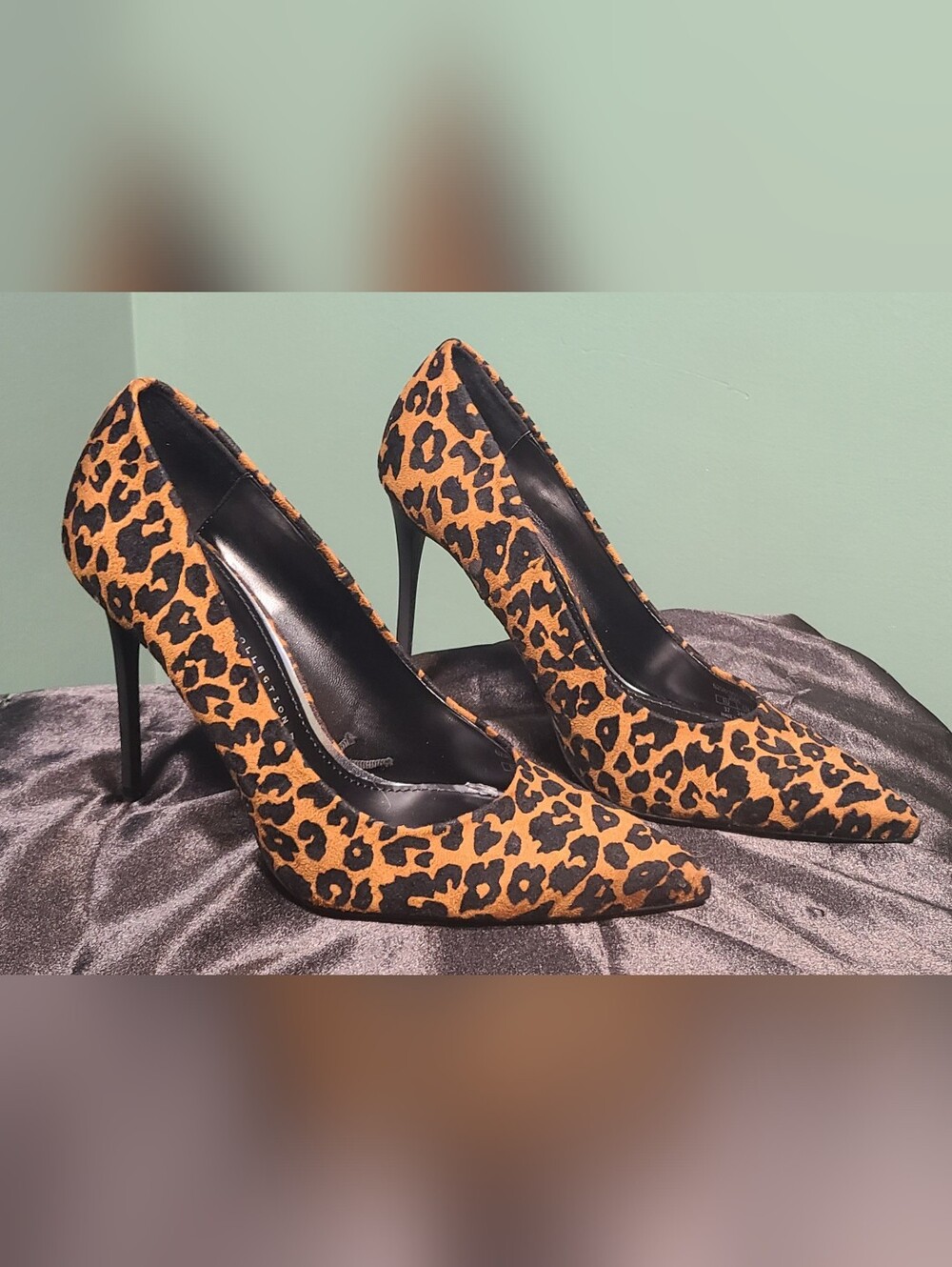 Zara Leopard Print Pointed Toe Stiletto Pumps - Tan/Black - Picture 1 of 4